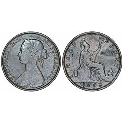 Great Britain. Queen Victoria (1837-1901) Bronze Half Penny 1863. XF, toned
