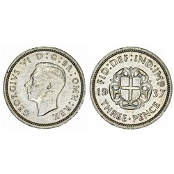 Great Britain. King George VI (1937-1952) Silver 3 Pence 1937. UNC