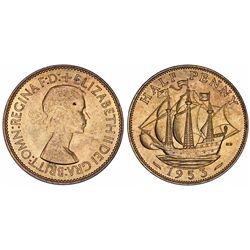 Great Britain. Queen Elizabeth II (1952-) AE Half Penny 1953. BU