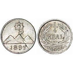 Guatemala. Silver 1/4 Real 1897. Choice XF