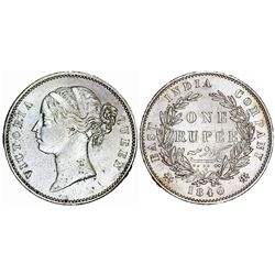 India. Victoria (1840-1901) Silver Rupee 1840. AXF/AU