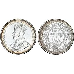 India: British India. king George V (1911-1935). AR Rupee 1913B. Choice UNC.