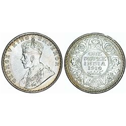 India: British India. king George V (1911-1935). AR Rupee 1919 B. UNC