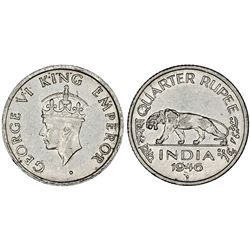 India. George VI (1936-1952) 1/4 Rupee 1946 B. AU/Choice XF