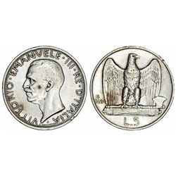 Italy. Kingdom. Silver 5 Lire 1927 R. XF.