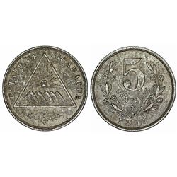 Nicaragua. Republic. Silver 10 Centavos 1899. XF