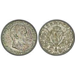 Norway. Haakon VII (1905-1958). 2 Kroner 1917. Choice XF, toned