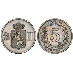 Norway under Sweden. Oscar II (1872-1907). 5 Skillings 1896. Nice Choice AU.