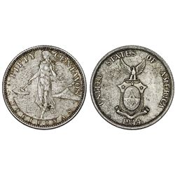Philippines. USA administration. AR 50 Centavos 1944. AU, toned
