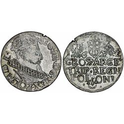 Poland. Krakow. Sigismund III (1587-1632). Silver 3 Gross - Trojak 1622. Choice VF
