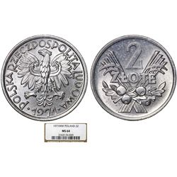 Poland. PRL (1945-1989) Aluminium 2 Zloty 1971 MW "Fruits" NGC MS64