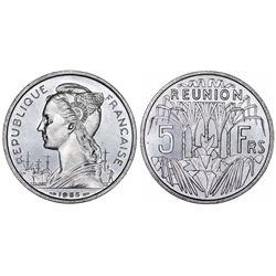 Reunion. French. Al 5 Francs 1955. BU, scarce