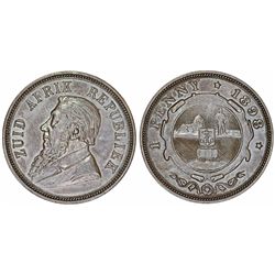 South Africa. Z.A.R. AE Large Penny 1898. Choice XF