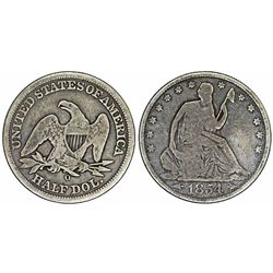 USA. AR "Seated Liberty" Half  Dollar 1854 O. VF35, toned.