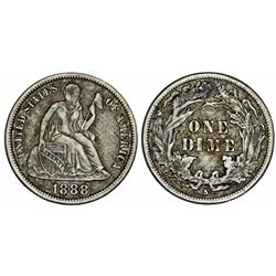 USA. AR "Seated Liberty" Dime 1888 S. VF30, toned.