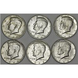 USA. AR Half Dollar "Kenedy" 1964. Lot of  6 Pieces.
