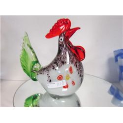 Murano Glass - Chicken green tail red head