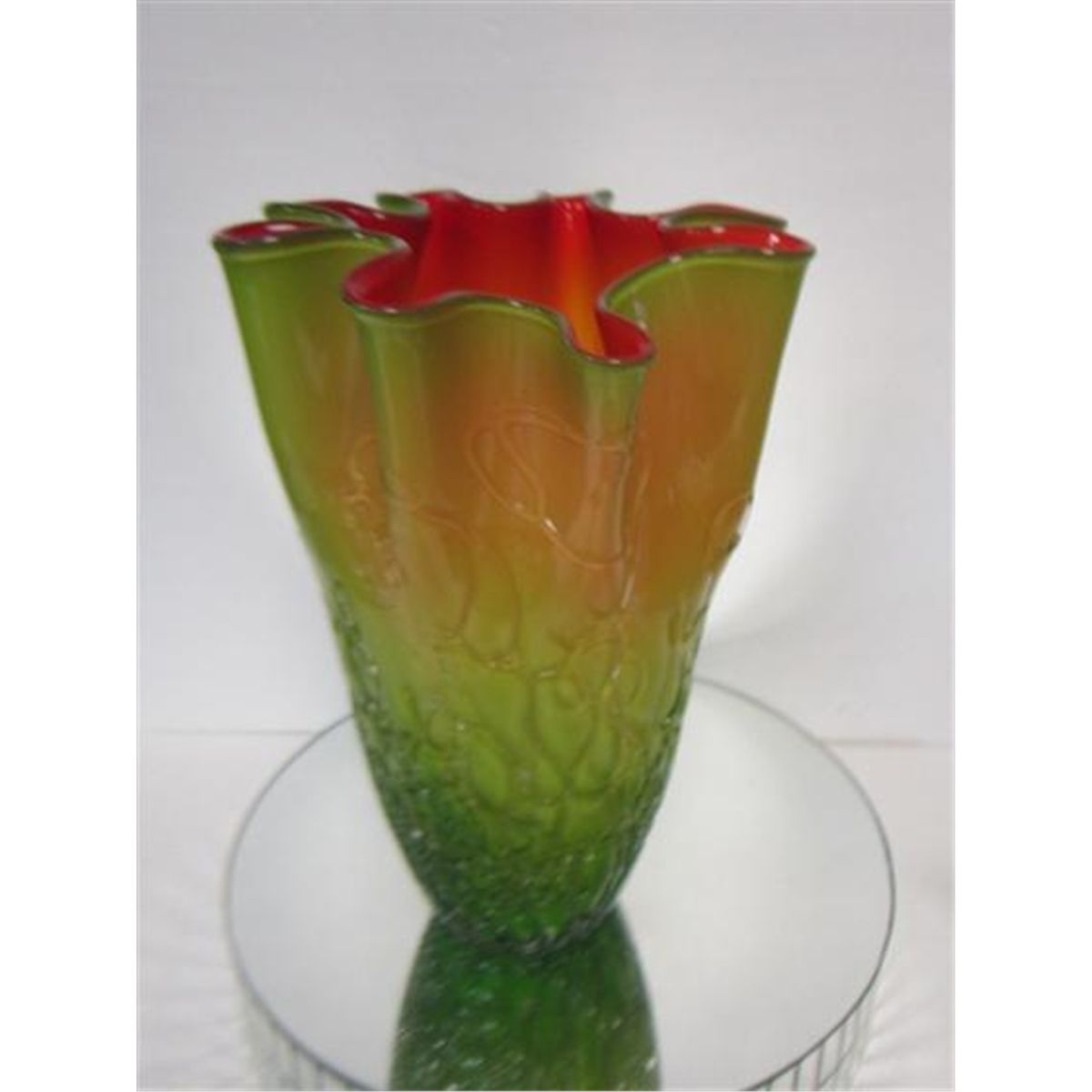 Murano Glass ruffled top vase