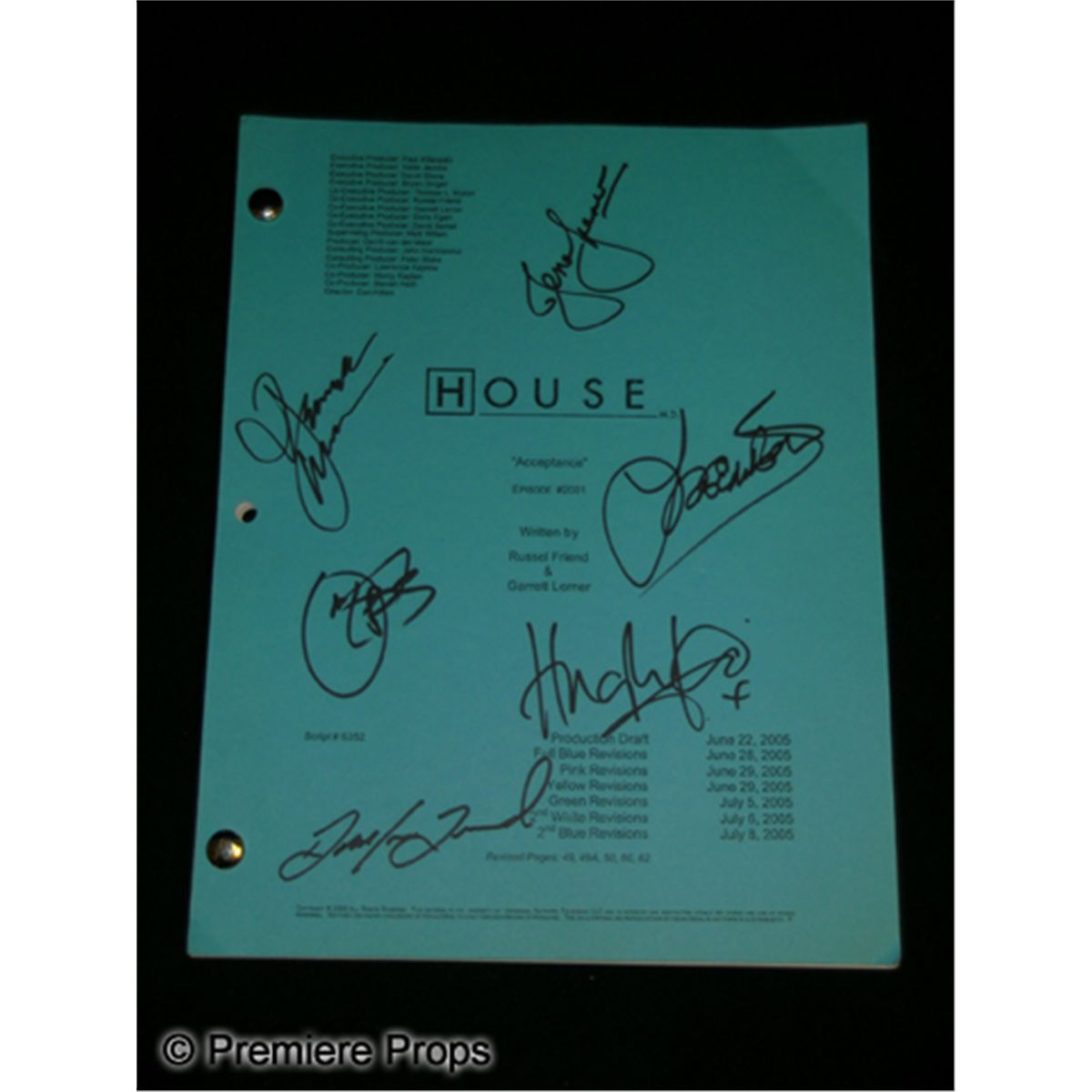 “House” Autographed production script and ball from the desk of Dr. House!