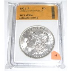 1921-P Morgan Silver Dollar *RARE CERTIFIED MS-66 by SGS*!! Serial # 662066921.05394.