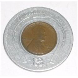 1916-S Lincoln Cent in a *FRANC FURN CO DAVENPORT KEN 357 GEO.L.EARP* Holder!!