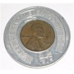 1950-S Lincoln Cent in a *LAKEWOOD STATE BANK OF DALLAS* Holder!!