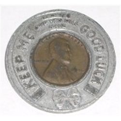 1946 Lincoln Cent in a *GOOD LUCK HAL SWISHER LYONS, KANSAS* Holder!!