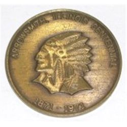 1871-1971 *ARROWSMITH, ILLIONOIS* Indian Head Souvenir Coin - Nice Shape!!