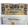 Image 1 : 2 old time currency pieces: Bank of Commerrce check dated 1864