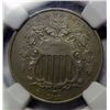 Image 2 : 1868 shield nickel  NGC AU cleaned