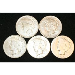 1922, 1922-D (2), 1923-S & 1923-D Peace $1, lot of 5