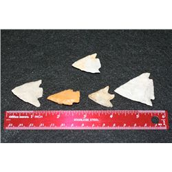 Vintage Indian Arrowhead, lot of 5