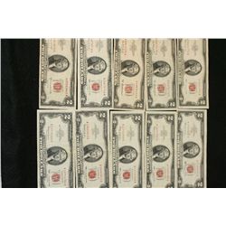 1953-A (2) United States Note $2, Red Seal, #A49878159A & #A54470172A, 1953-B United States Note $2,
