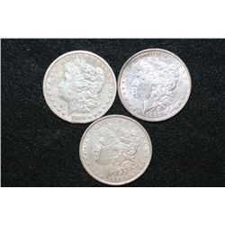 1884-S & 1885 & 1885-O Silver Morgan $1, lot of 3