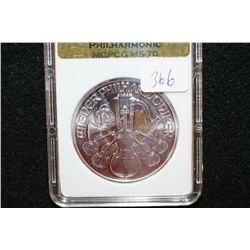 2008 Austria Philharmonic 1,50 Euro 1 oz. Silver Foreign Coin, MCPCG graded MS70