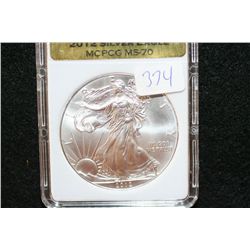 2012 Silver Eagle $1, MCPCG Graded MS70