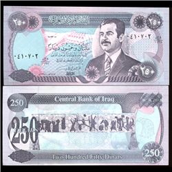 1995 Iraq Saddam Scarce 250 Dinar Crisp Unc Note (COI-3715)