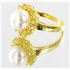 Image 2 : 16twc Lab Sapphire/Pearl 22k Gold Vermeil Ring (JEW-2123)