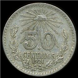 1921 Mexico 50c XF/AU (COI-10075)