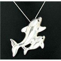 101twc MoP Sterling Dolphin Pendant Necklace (JEW-213)