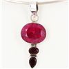 Image 1 : 33twc Faceted Ruby Red Garnet Silver Pendant (JEW-2439)