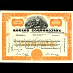 1960s Ronson Stock Certificate Scarce Orange (COI-3354)