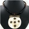 Image 2 : Tibet Shell Agate Bead Nickel Necklace (JEW-3290)