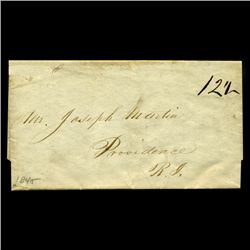 1845 Providence RI Stampless Cover SCARCE (STM-2029)