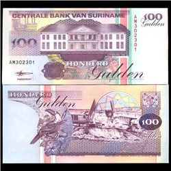 1998 Suriname 100 Gulden Crisp Uncirculated Note (COI-3931)