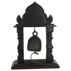 Vintage Thai Temple Bell on Elaborate Teak Stand (DEC-473)