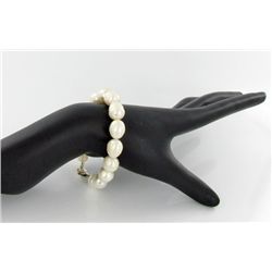 White Baroque Saltwater Pearl Bracelet & Earrings (JEW-1375)