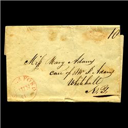 1840s Waterford CT Stampless Cover SCARCE (STM-2007)