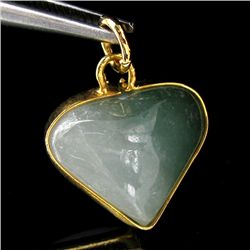 15twc Green Jade Heart Gold Vermeil Pendant (JEW-3596)