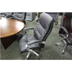 BLACK TUFTED LEATHER HIGHBACK BOARDROOM CHAIRS